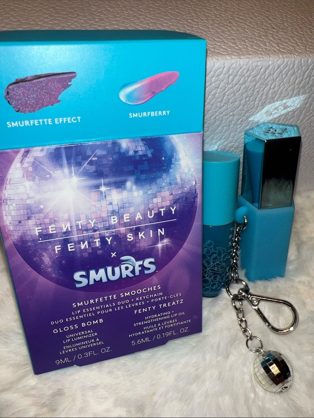 Fenty Beauty Smurfs Smurfette Smooches Lip Essentials Duo + Keychain